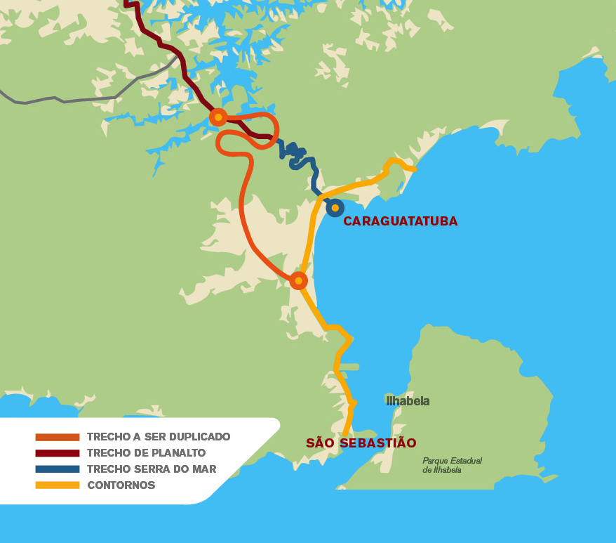 Mapa da Rodovia dos Tamoios